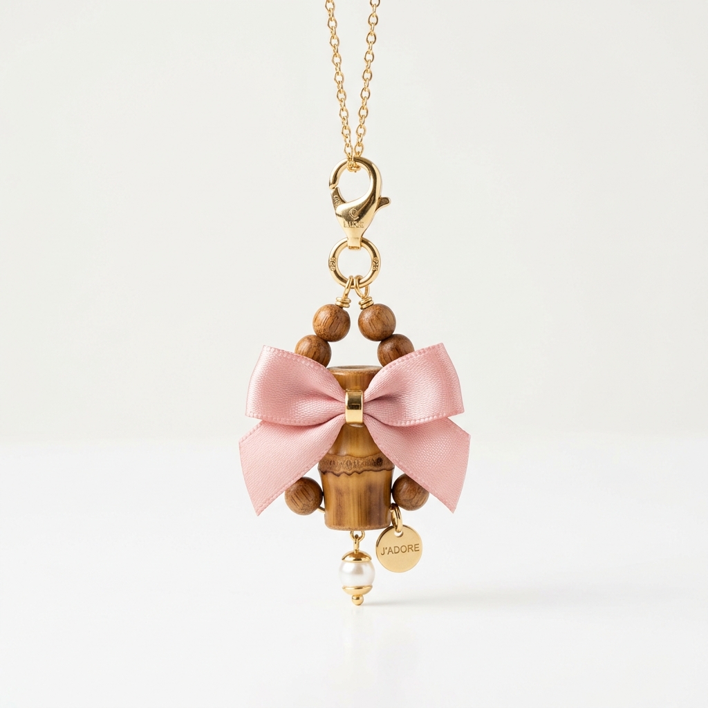 Charm Trúc Nhỏ Gắn Nơ (Màu hồng)